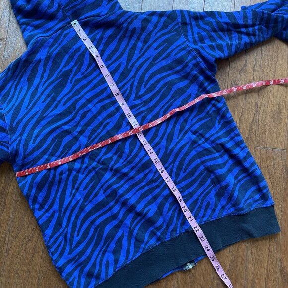 Schott NYC Blue Tiger Stripe Zip Up Hoodie Medium - Picture 3 of 3
